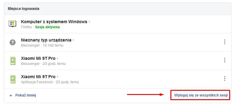 Jak wylogować Facebooka ze wszystkich urządzeń i zabezpieczyć konto